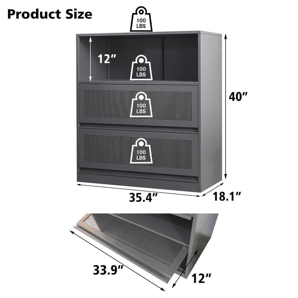 Large Modern Filing Cabinet 2 Drawers Lateral File Cabinet for home  office