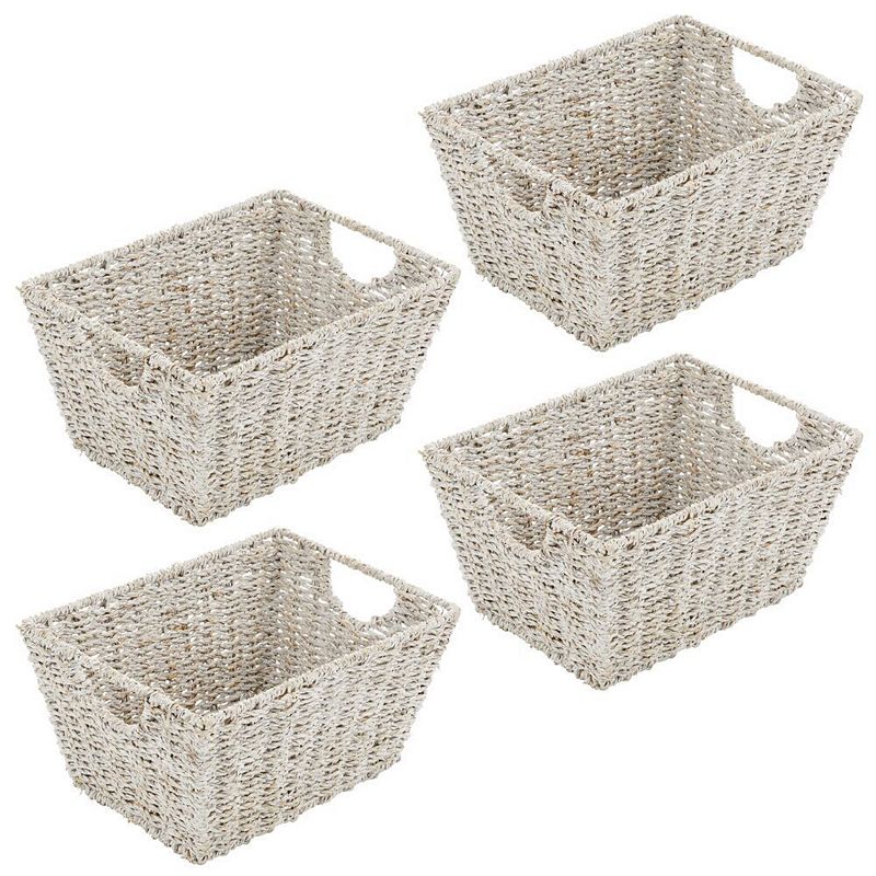 mDesign Woven Seagrass Nesting Kitchen Storage Basket Bins - 4 Pack