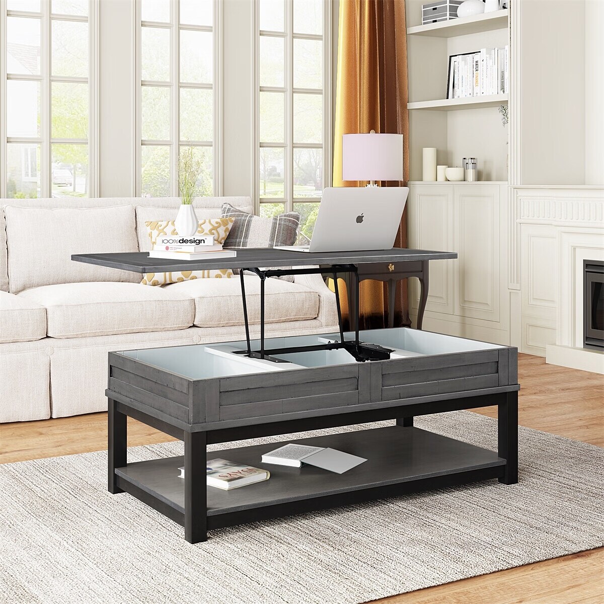 Merax Lift Top Coffee Table with Inner Storage Space and Shelf