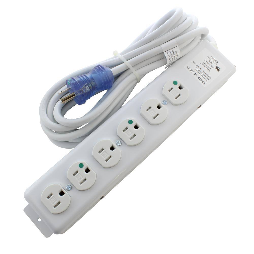 AC WORKS 15 ft. 15 A 143 MedicalHospital Grade Power Strip with 6 Outlets MD204-15D