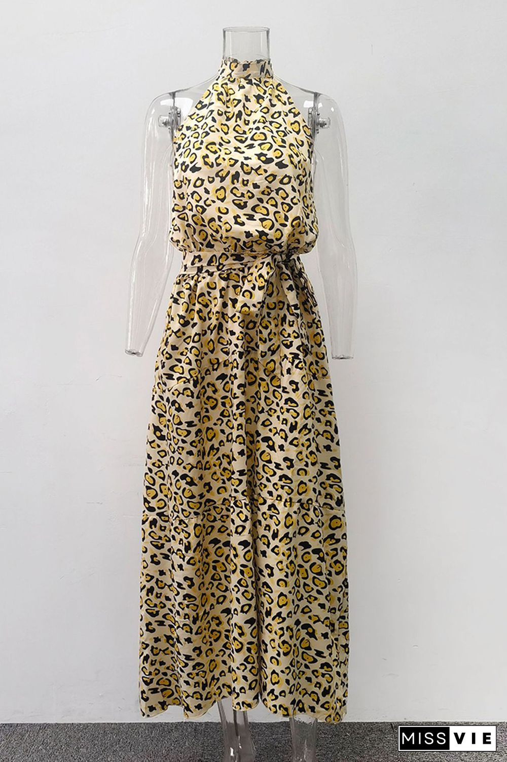 Leopard Print Halter Dress Wholesale