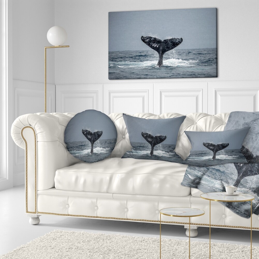 Designart 'Large Humpback Whale Tail' Animal Throw Pillow