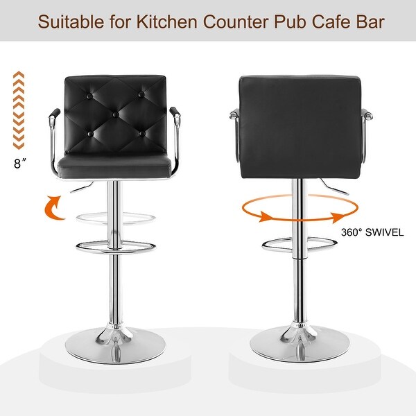 VECELO， Adjustable Swivel Modern Bar Stools (Set of 2/Set of 4) - Black， White