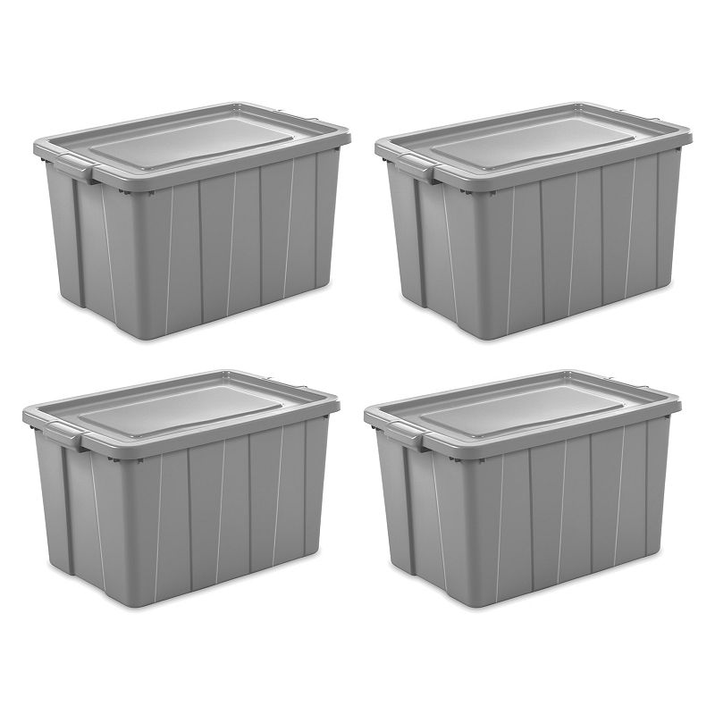 Sterilite Tuff1 30 Gallon Plastic Storage Tote Container Bin w/ Lid (4 Pack)