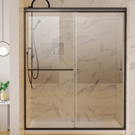 60 in. x 72 in. Traditional Sliding Shower Door in...