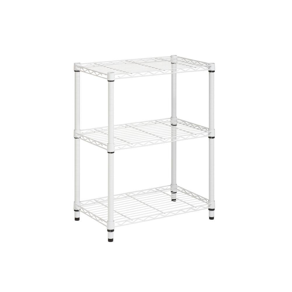 Honey-Can-Do White Heavy Duty 3-Tier Steel Adjustable Shelving Unit (24 in. W x 30 in. H x 14 in. D) SHF-09619