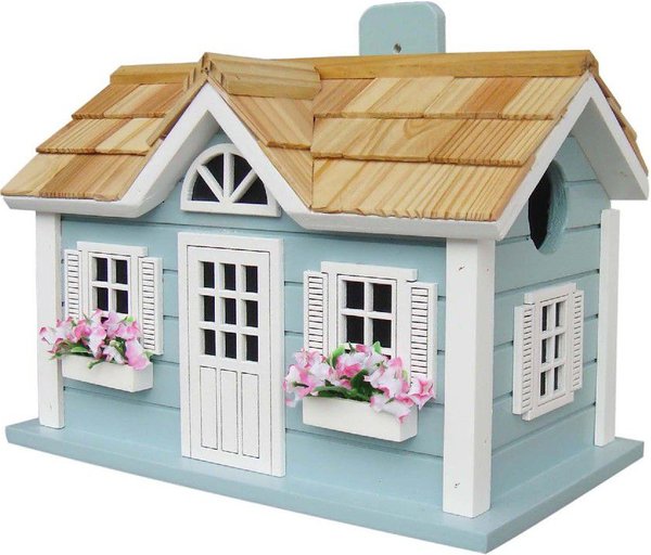 Home Bazaar Nantucket Cottage Birdhouse， Blue