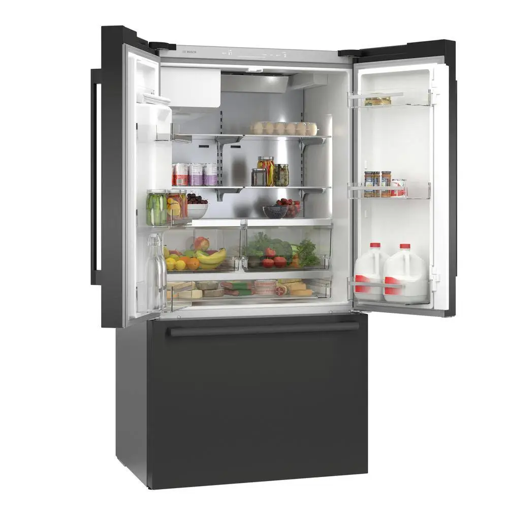 Bosch 500 Series 36 in. 22 cu. ft. Smart Counter Depth French Door Refrigerator in Black Stainless Steel Internal Water  Ice B36CD50SNB