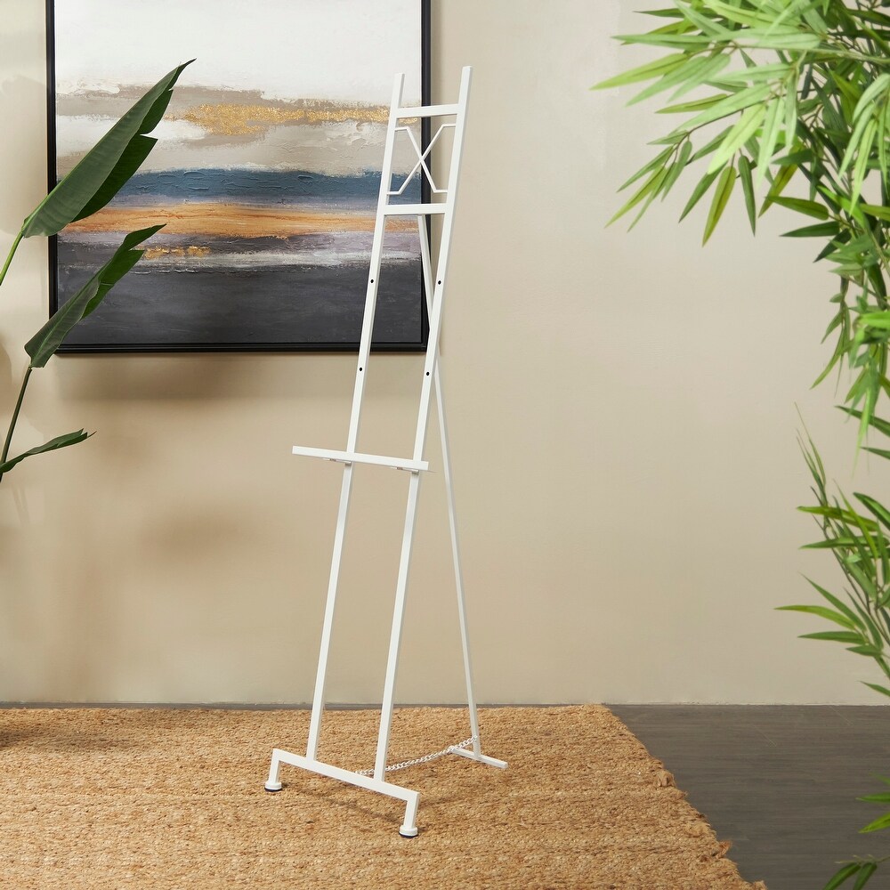 White Metal Large Free Standing Adjustable Display Stand Easel with Chain Support