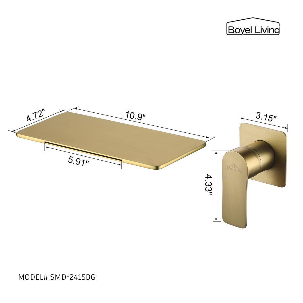 Boyel Living Single Handle Wall Mounted Faucet with Valve in Brushed Gold SMD-2415BG