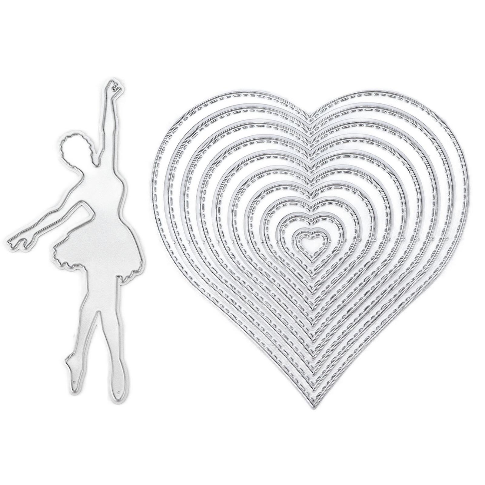 2pcs Cutting Die Ballet Girl Love Shape Carbon Steel Metal Durable Easy Use Cutting Mold For Paper Handicraft Carving