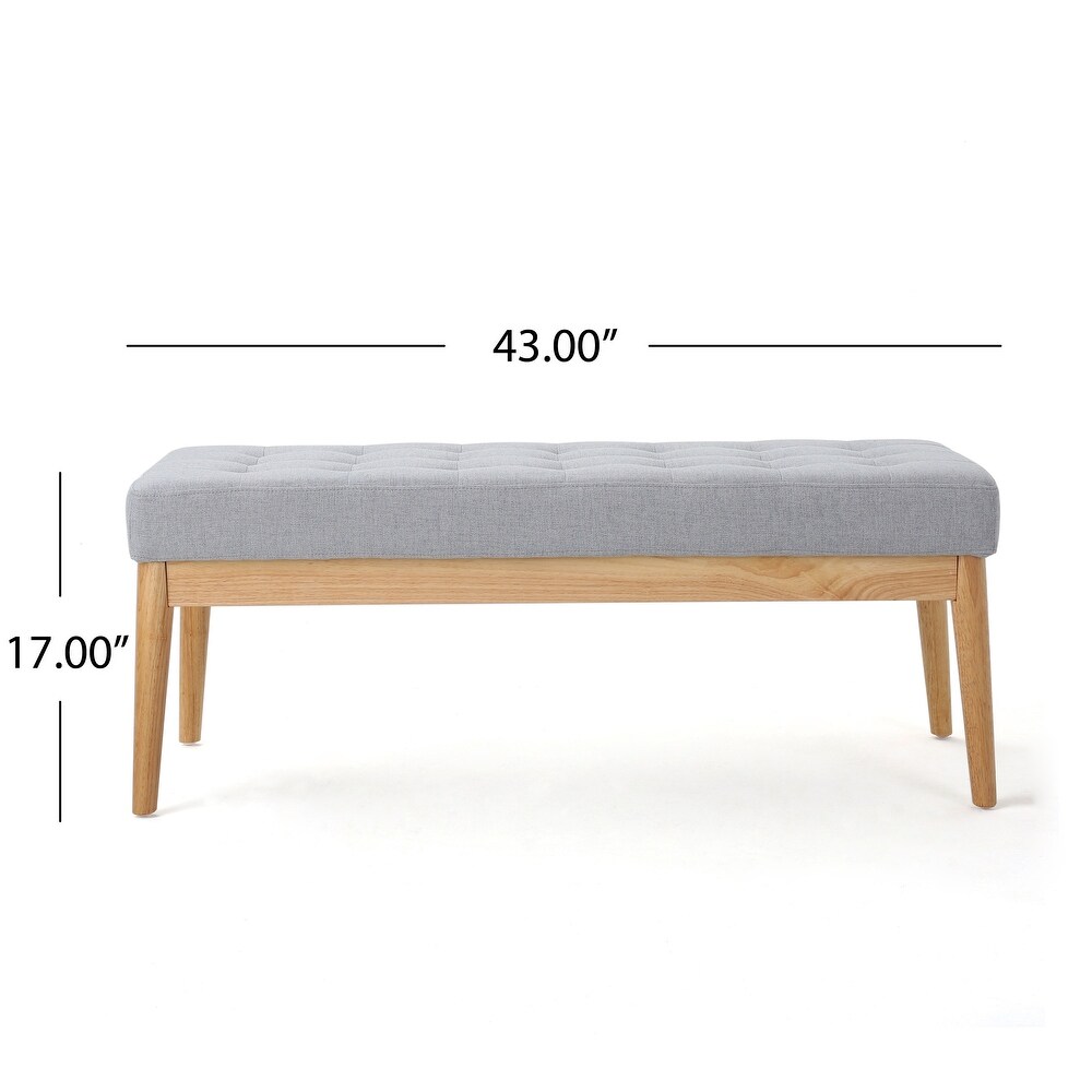 Saxon Mid century Tufted Fabric Ottoman Bench by Christopher Knight Home   43.00 L x 15.75 W x 17.00 H