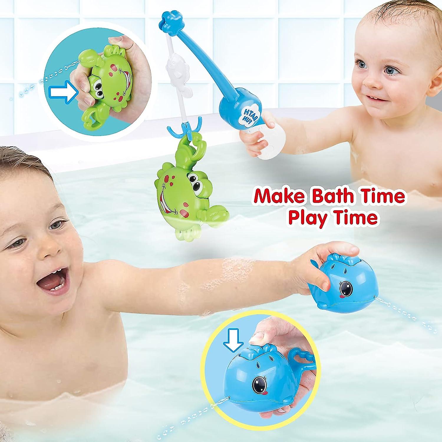 Bath Toys For Toddlers Giraffe Waterfall Set With Fishing Games Mold Free Bath Time Toy Bathroom Wall Bathtub Tub Shower Gift For Kids Baby Infant Gir