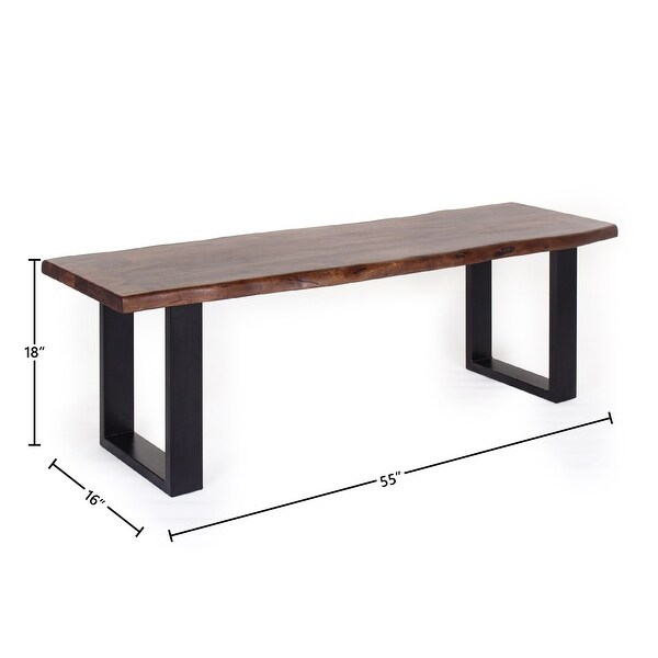 Jessore Handmade Live Edge Acacia Wood and Iron Dining Bench