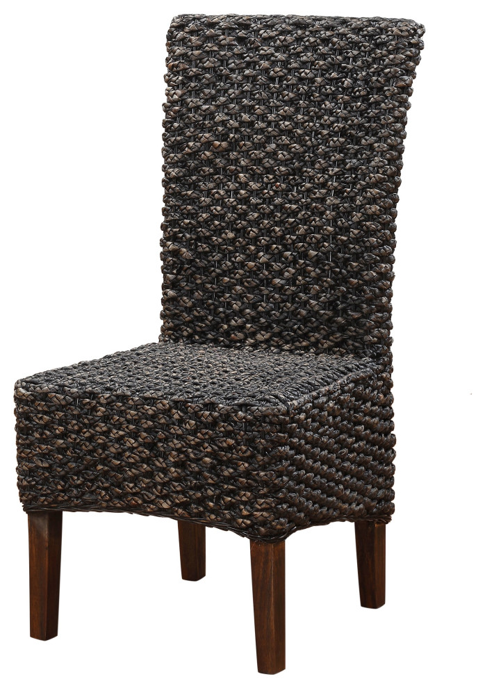 Millstone Modern Water Hyacinth Set of 2 Chair in Acacia Rustic Brown   Tropical   Dining Chairs   by AMOC  Houzz