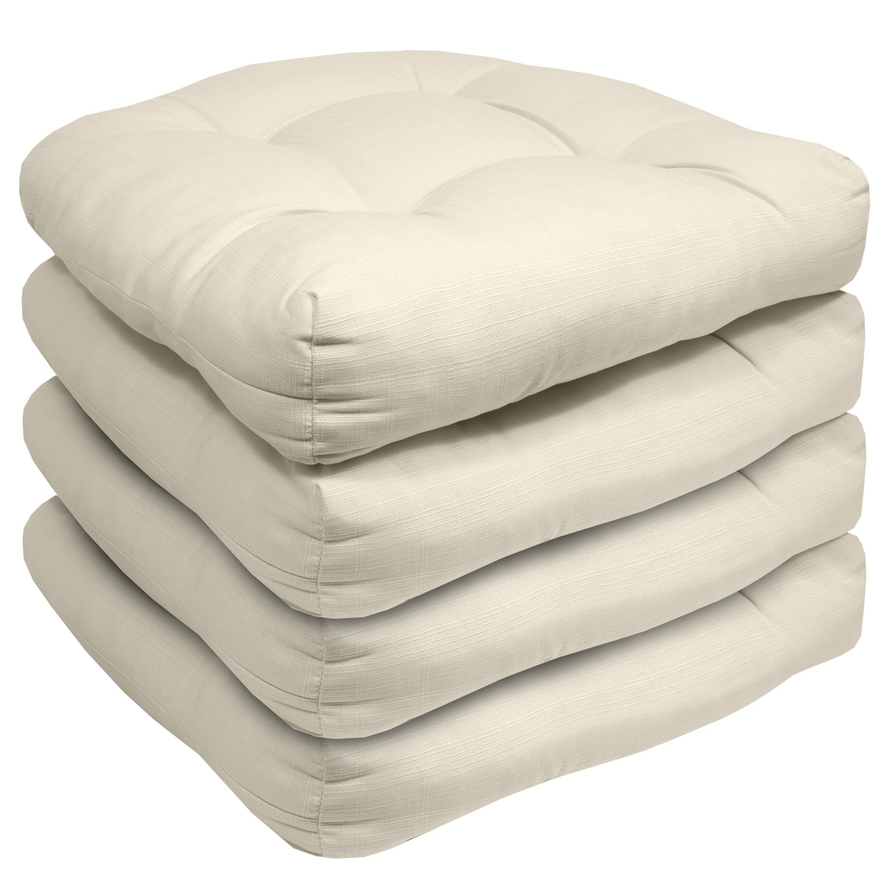 Indoor-Outdoor Reversible Patio Seat Cushion Pad 4 Pack - Cream 19