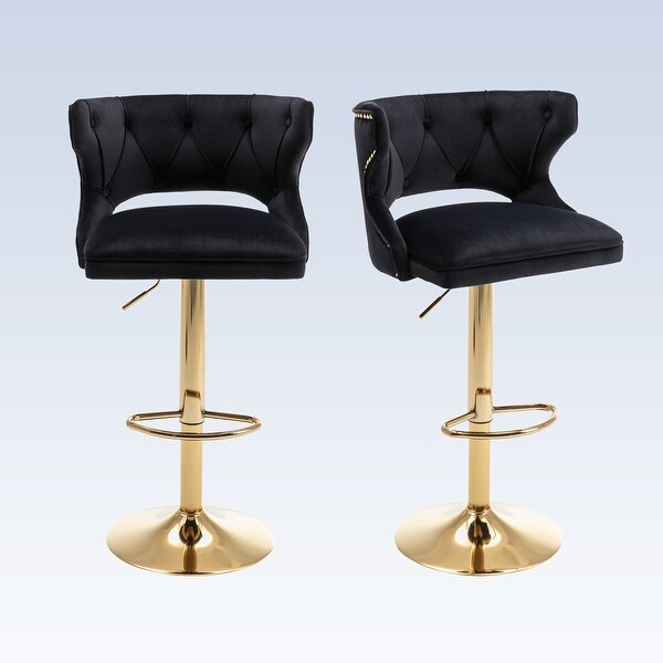 Modern 2PCS Bar Stools With Back and Footrest Counter Height