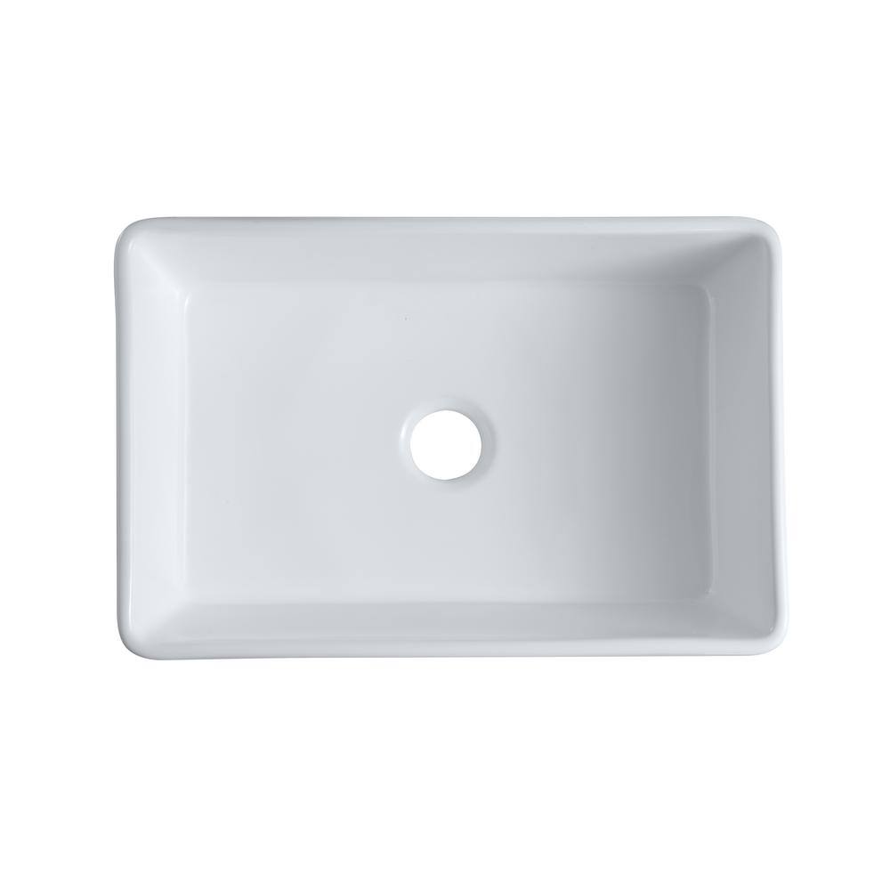 Kingsman Hardware Kingsman White Fireclay 30 in. Single Bowl Farmhouse Apron Reversible Kitchen Sink with Strainer CFS3020FB