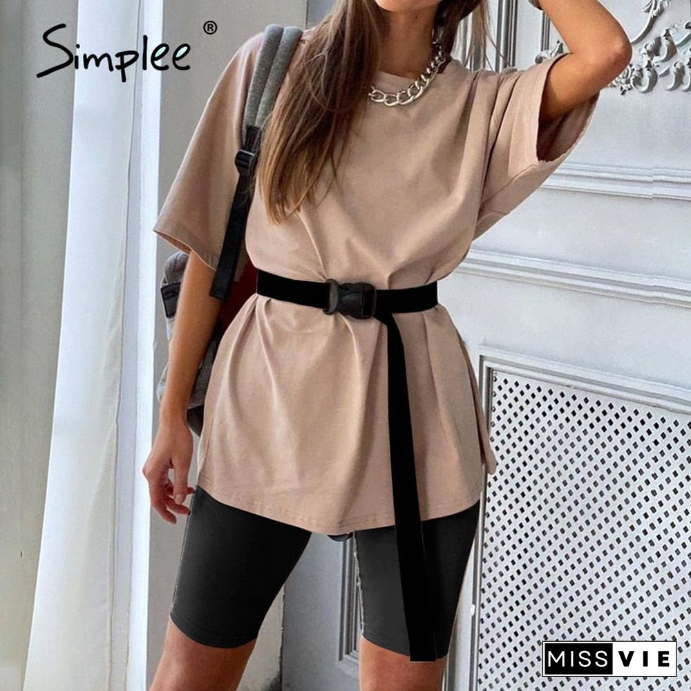 Casual solid women's two piece suits with belt Home fashion bicycle sets Sports shorts tracksuit suit Spring summer