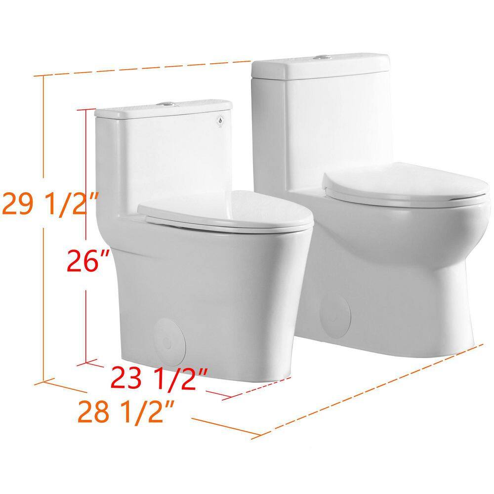 DEERVALLEY DeerValley Symmetry 12 in. Rough in Size 1-Piece 1.28 GPF Single Flush Elongated Toilet in White Seat Included DV-1F52807