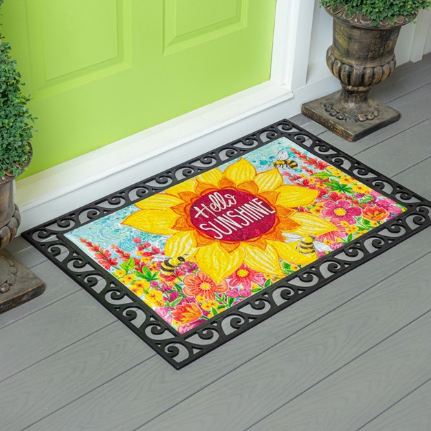 Evergreen Hello Sunshine Embossed Indoor Outdoor Doormat Home Decor