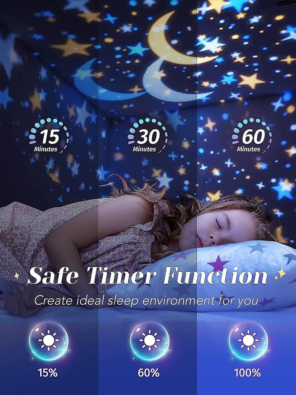 Night Lights For Kids Room， 8 Songs Sound Machine Baby Night Light Projector，360 Rotating Remote Timer Kids Night Light For Bedroom，12 Modes Star