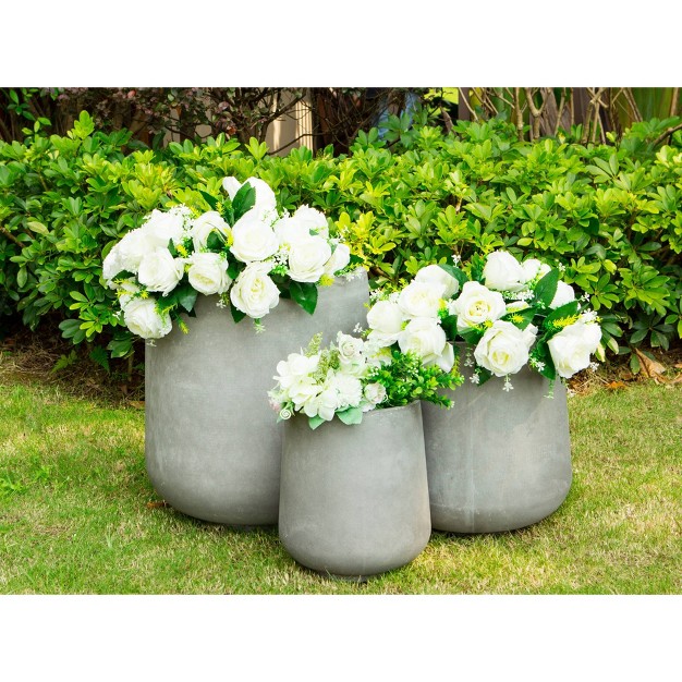 Kante Set Of 3 Lightweight Concrete Footed Tulip Outdoor Planter Rosemead Home amp Garden Inc