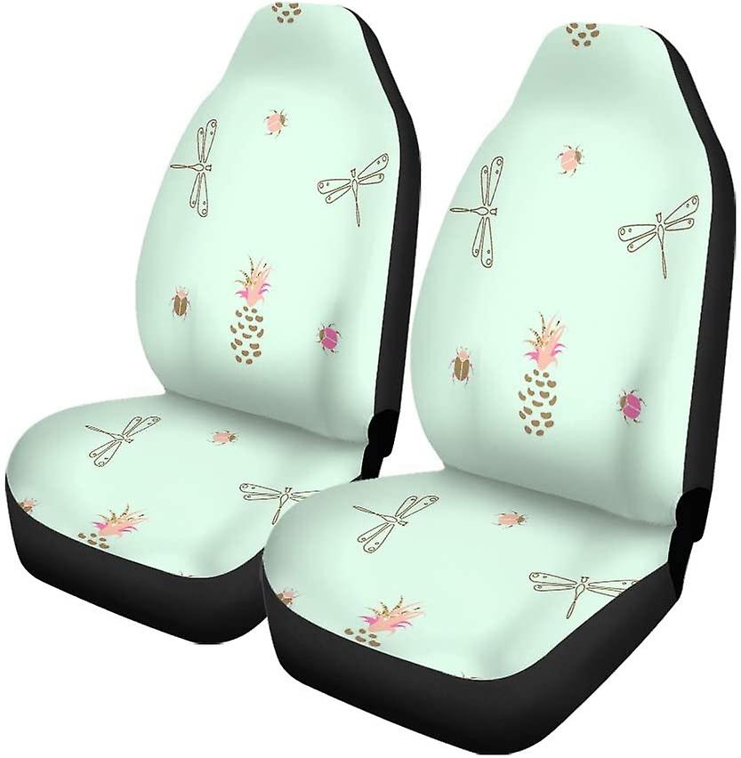 Set Of 2 Car Seat Covers Pineapple Dragonfly Seven Stars Ladybug Universal Auto Front Seats Protector Fits For Car，suv Sedan，truck