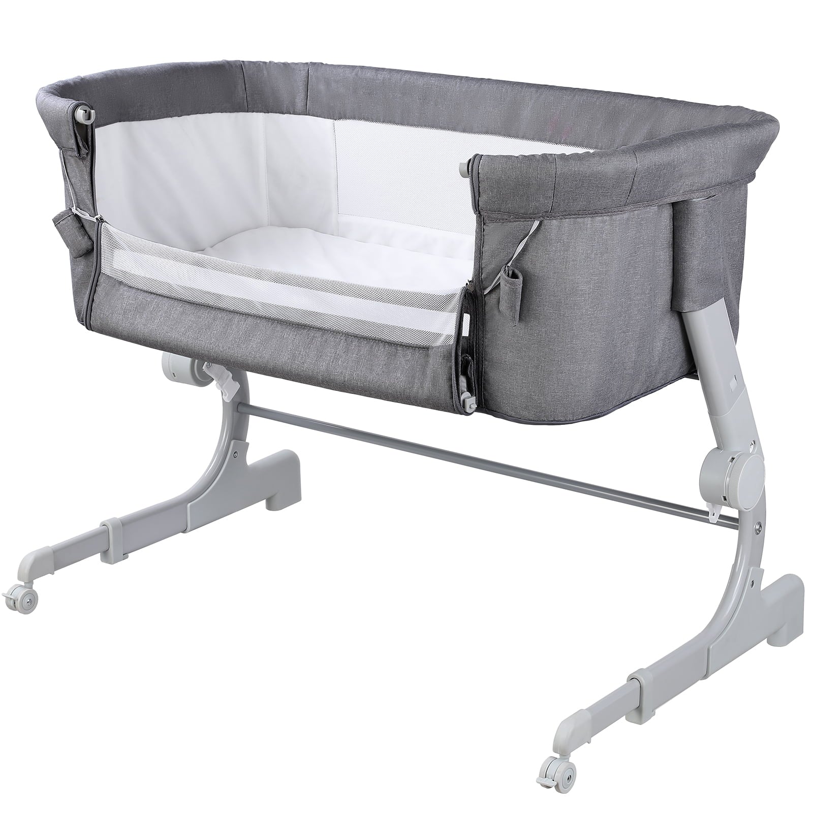 HEMBOR Unisex Baby Bassinet Adjustable Height Portable Baby Crib - Dark Gray