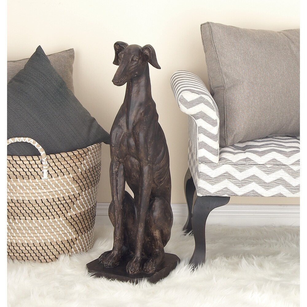 Brown Polystone Dog Sculpture   12 x 10 x 31
