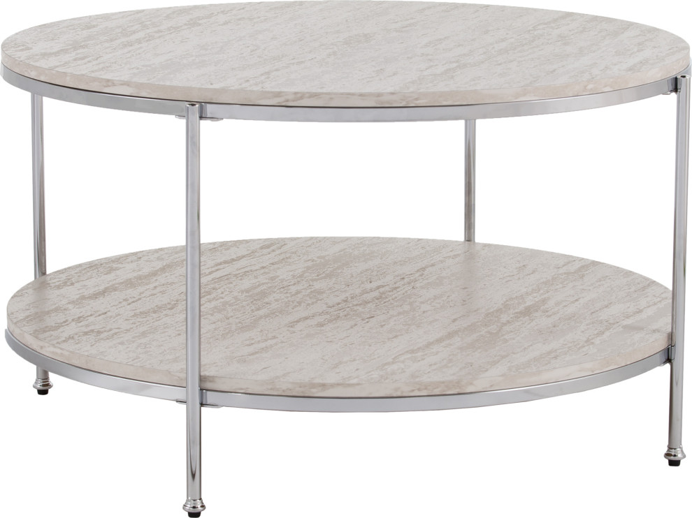 Silas Round Faux Stone Cocktail Table   Transitional   Coffee Tables   by HedgeApple  Houzz