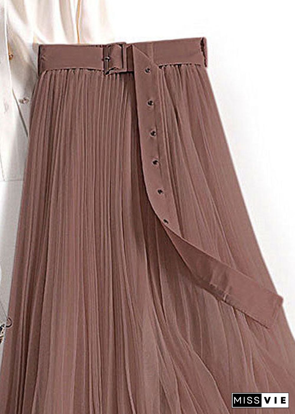 Boho Chocolate Wrinkled Patchwork Tulle Skirts Spring