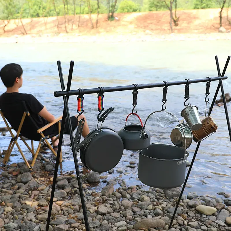 RONIX Outdoor Camping Accessories Tripod Travel Hanging Rack Aluminum oy Portable Folding Tableware Rack