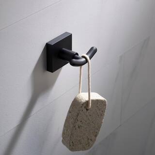 KRAUS Ventus Bathroom Robe and Towel Double Hook in Matte Black KEA-17702MB