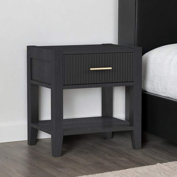 20.6 in. 1Drawer Nightstand with Vertical Striped Drawers Made of Premium Particleboard for Bedroom，Living Room