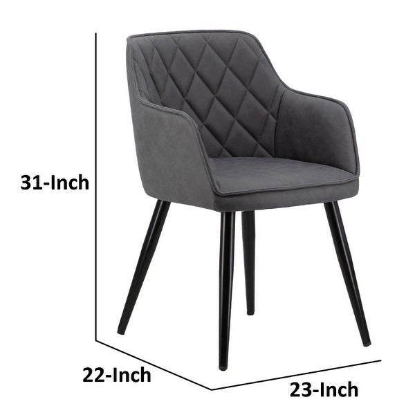 Erin 24 Inch Curved Dining Chair， Gray Fabric， Diamond Pattern Tufting