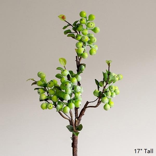 RusticReach Artificial Berry Stem in Green 17 Tall