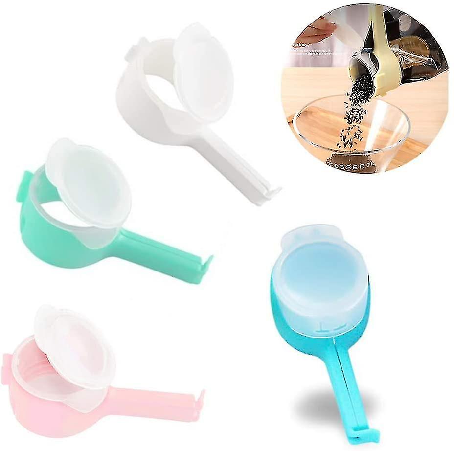 Food Storage Sealing Clips With Pour Spouts， 4-piece Food Bag Clips， Moisture-proof Clamp， Snack Sealing Clamp Blue + Green + Pink + White