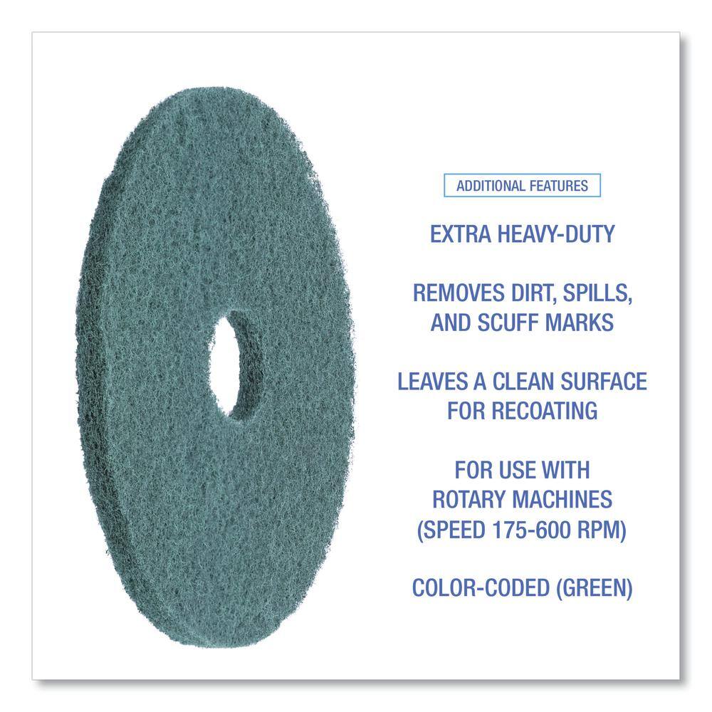 Boardwalk 16in. Diameter Green Heavy-Duty Scrubbing Floor Pads (5-Pack) BWK4016GRE