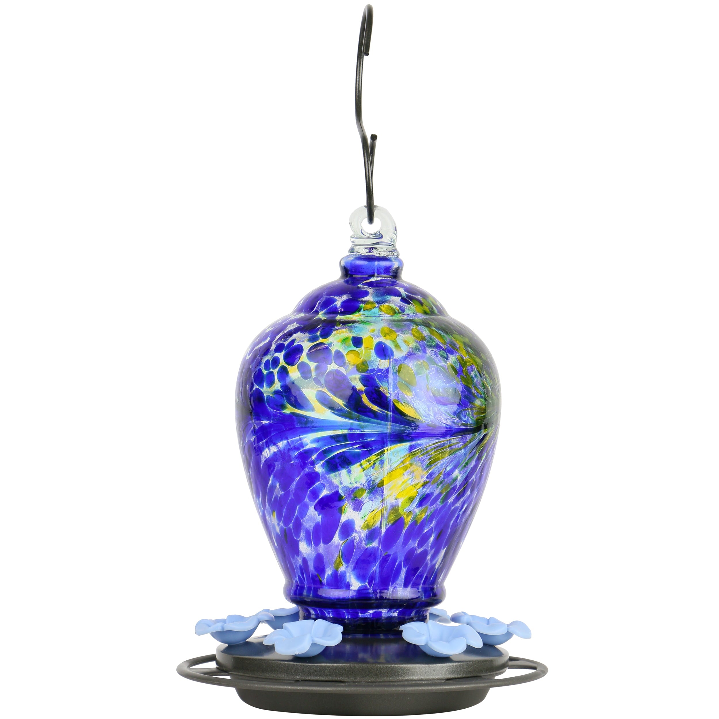 Nature's Way Blue Artisan Glass Hummingbird Feeder