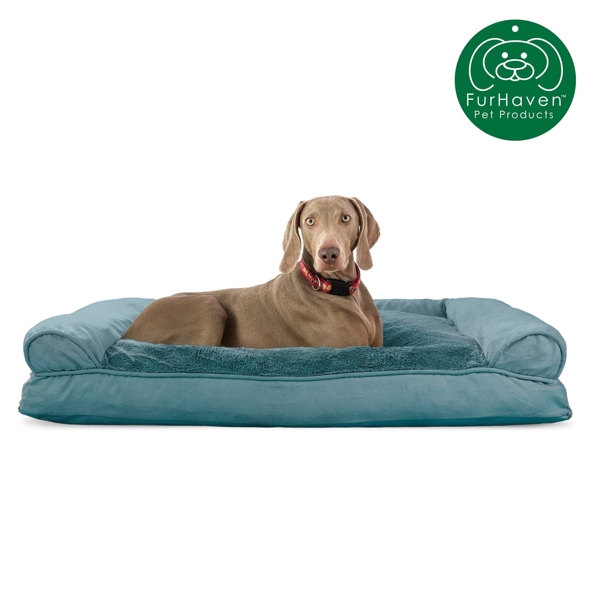 FurHaven Pet Products | Plush and Suede Pillow Sofa Pet Bed for Dogs and Cats， Deep Pool， Jumbo