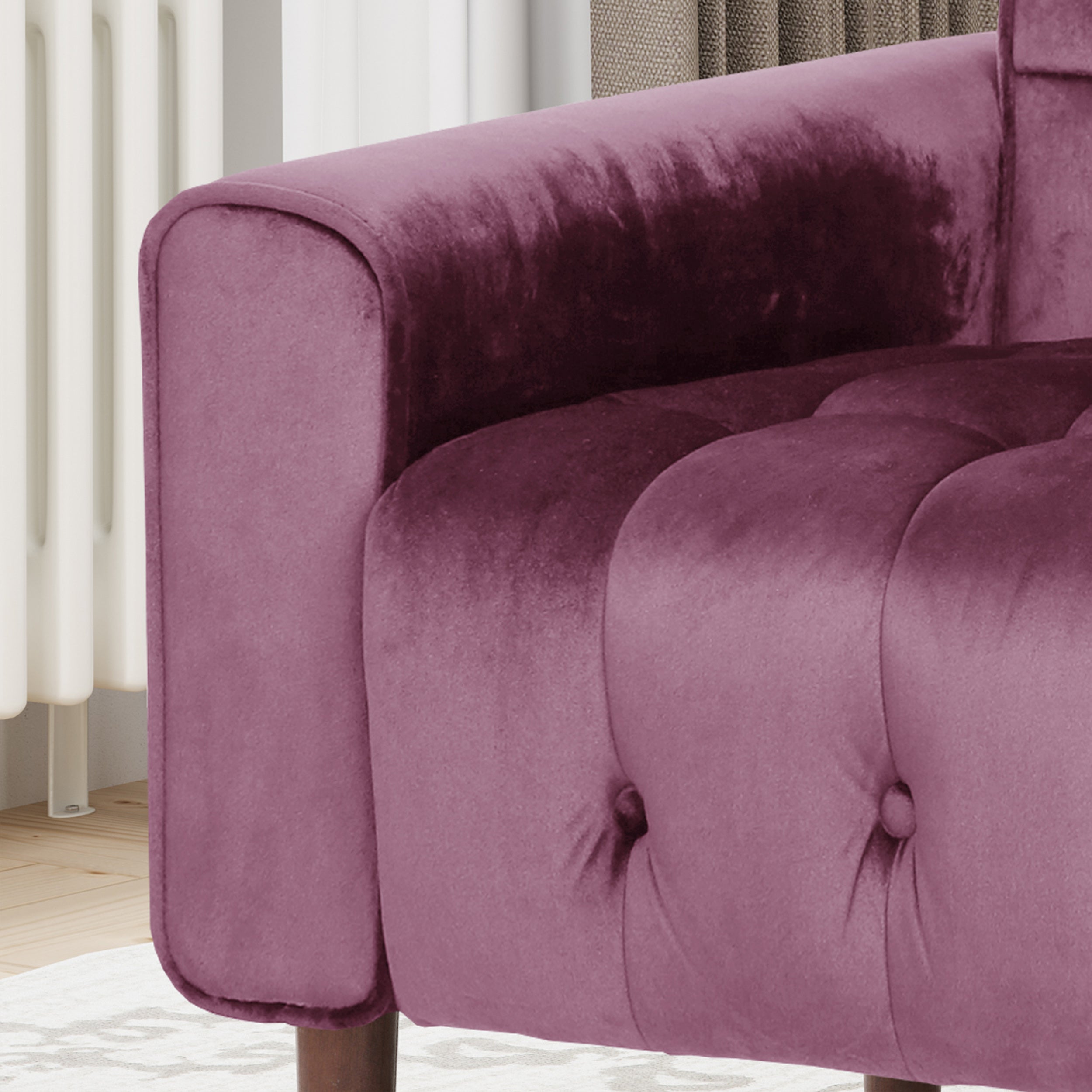 Betsy Velvet Armchair, Modern Glam, Button-Tufted, Waffle Stitching