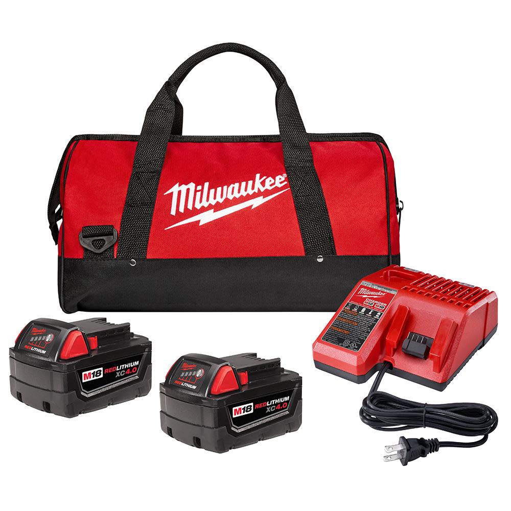 Milwaukee M18 XC 4Ah Battery Starter Kit 2pk with Bag