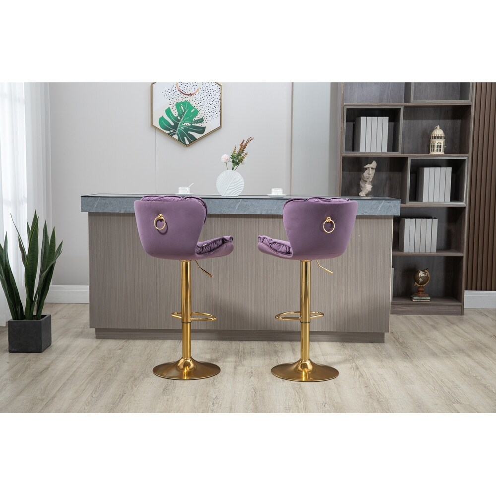 Modern Swivel Bar Stools Set of 2 with Adjustable Seat