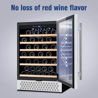 Tylza Single Zone 51-Bottles Built-in and Freestanding Wine Cooler with Childproof Lock in Stainless Steel TYWC150S