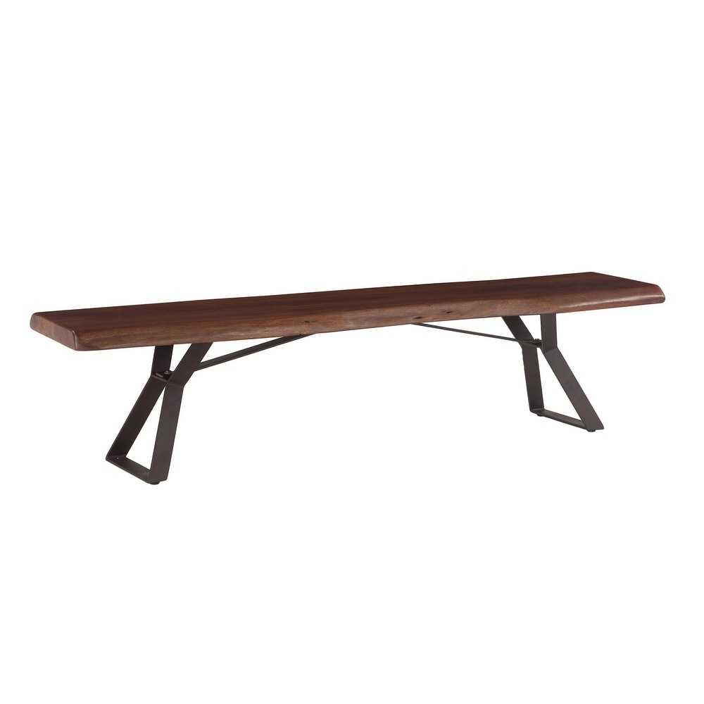 Nottingham 90 Inch Acacia Wood Dining Bench in Walnut Finish