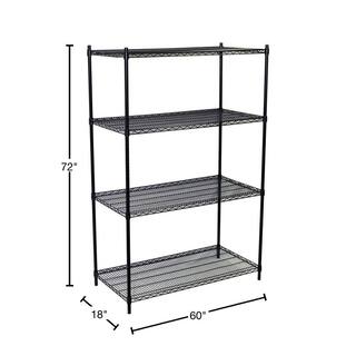 Storage Concepts Black 4-Tier Steel Wire Shelving Unit (60 in. W x 72 in. H x 18 in. D) WBS4-1860-74