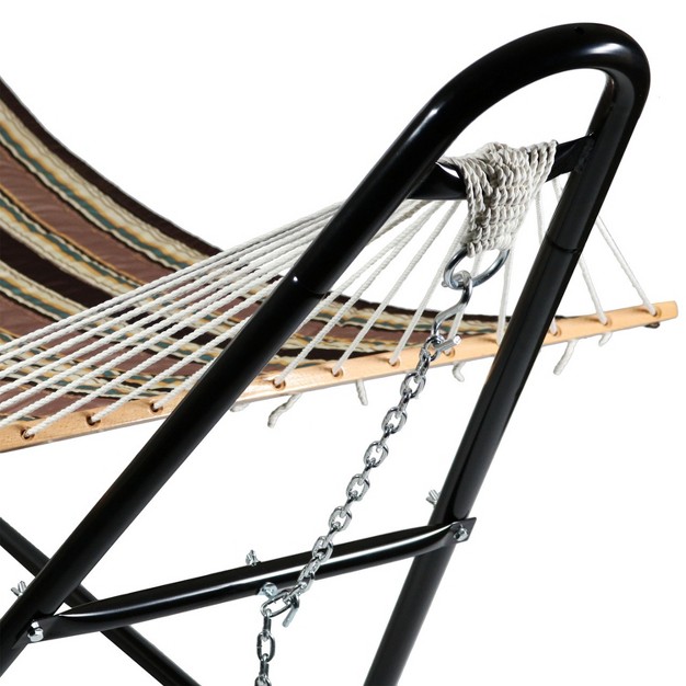 Sunnydaze Double Quilted Fabric Hammock With Universal Steel Stand 450 pound Capacity