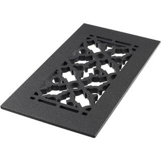 Reggio Registers Scroll Series 4 in. x 12 in. Cast Iron Grille Black without Mounting Holes 614-NH