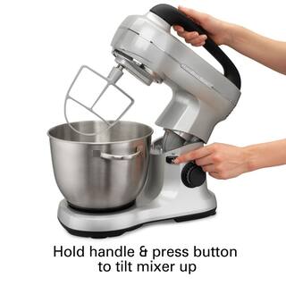 Hamilton Beach 4 Qt. 7-Speed Stainless Steel Stand Mixer with Flat Beater Dough Hook and Whisk 63392